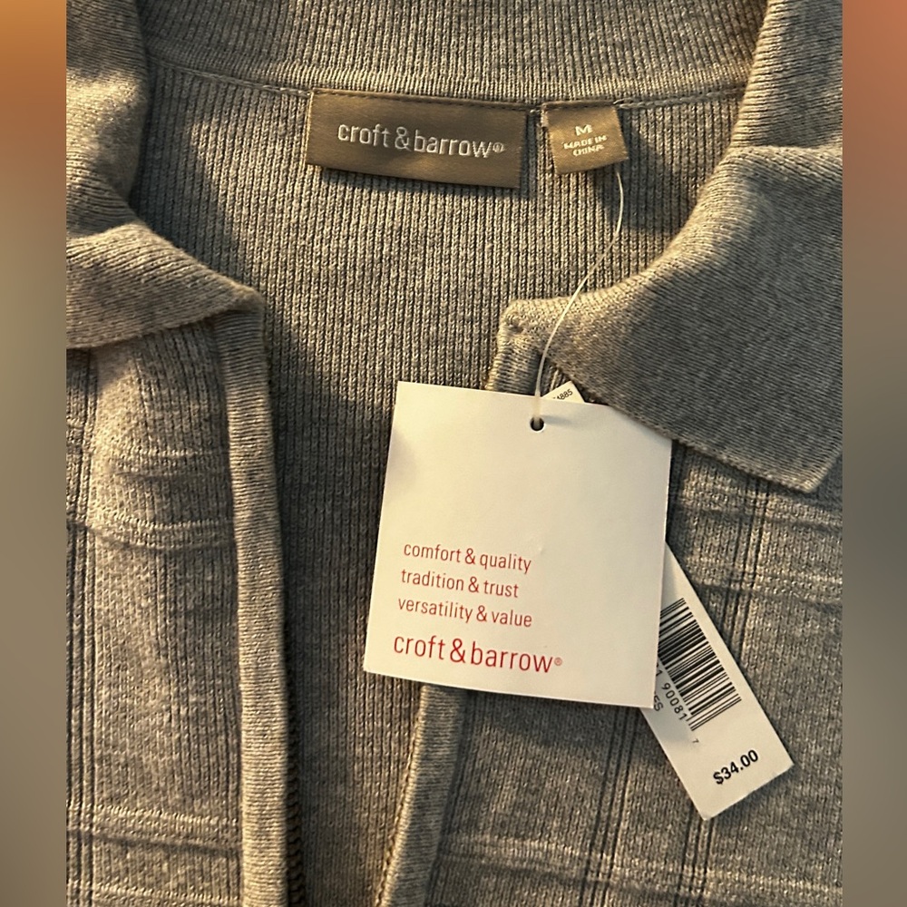 Women’s Croft & Barrow Heather Gray Knit Zip up Sweater Size M NWT - Picture 5 of 6